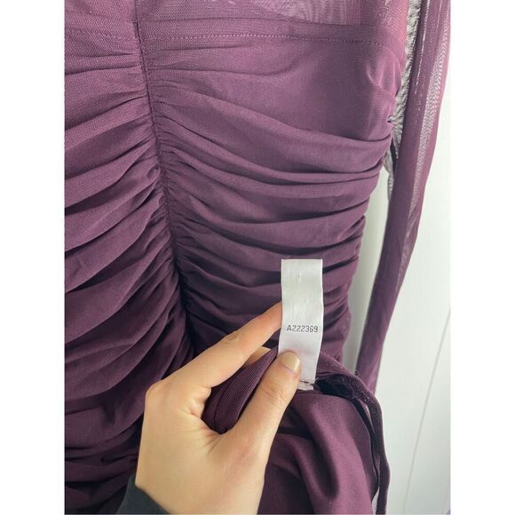 Mark Zunino Purple Mesh and Ruched Dress Size 16 - Picture 10 of 10
